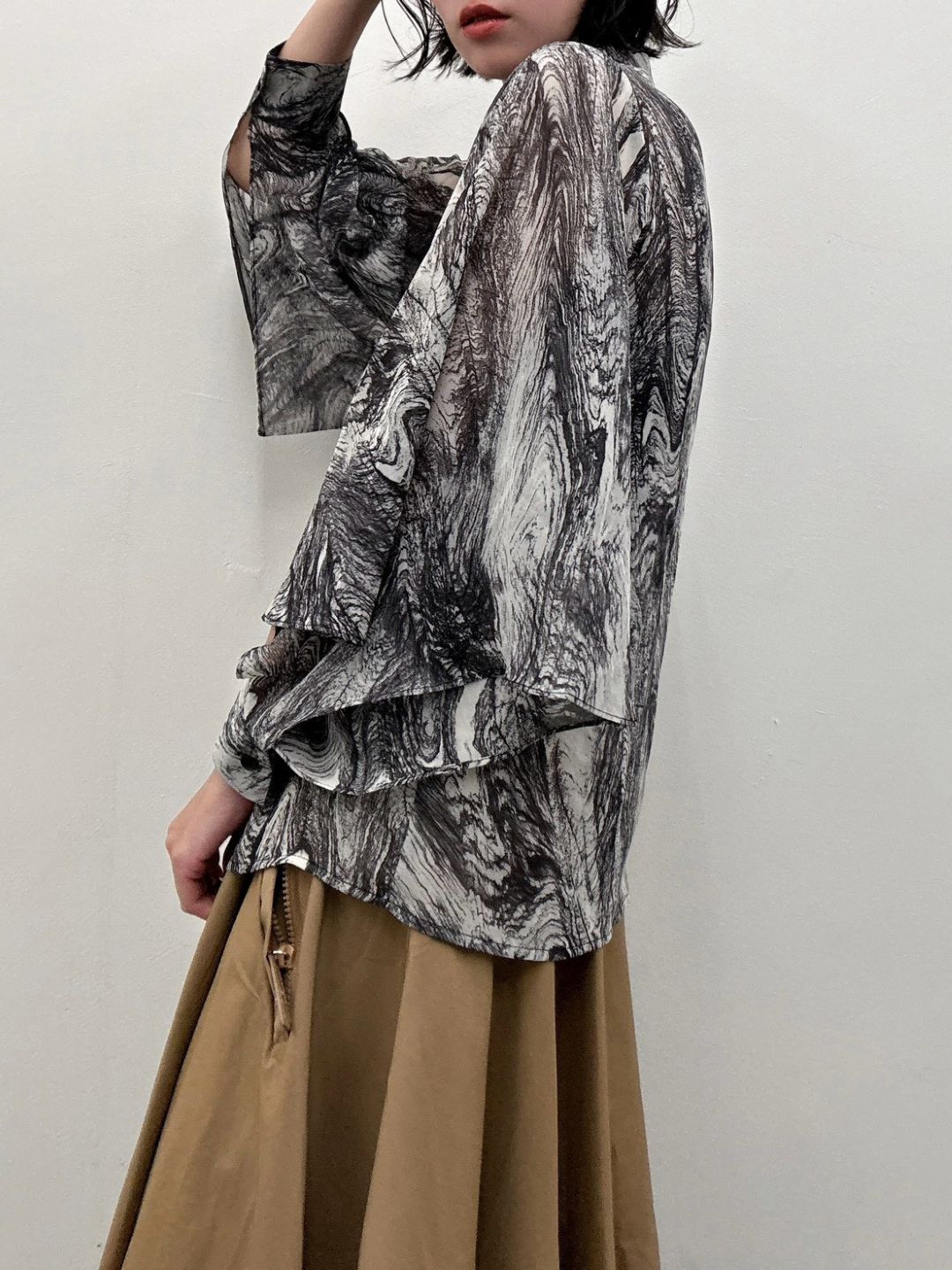 art print sheer shirt