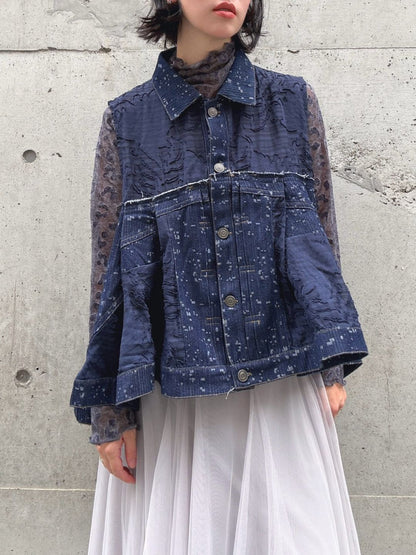 denim mix jacquard vest