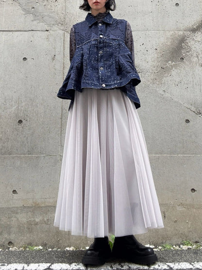 denim mix jacquard vest