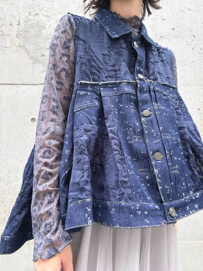 denim mix jacquard vest
