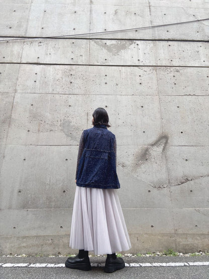 denim mix jacquard vest