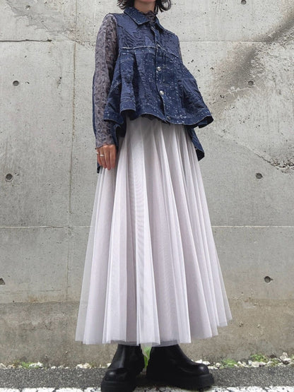 denim mix jacquard vest