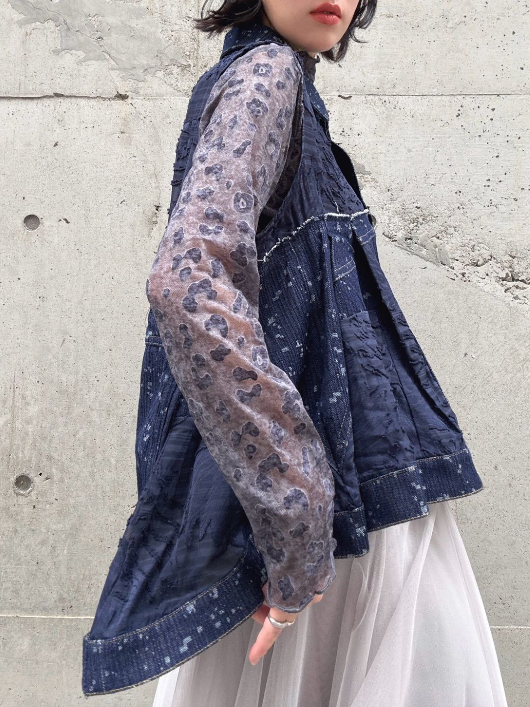 denim mix jacquard vest