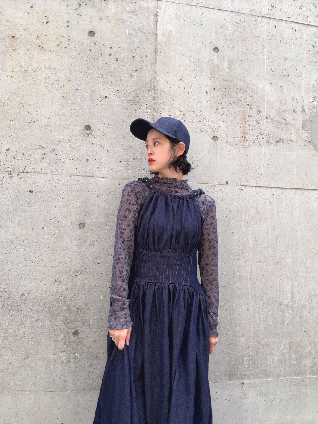 Denim flare maxi dress