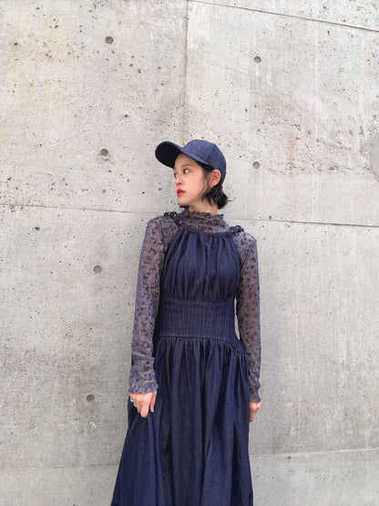Denim flare maxi dress