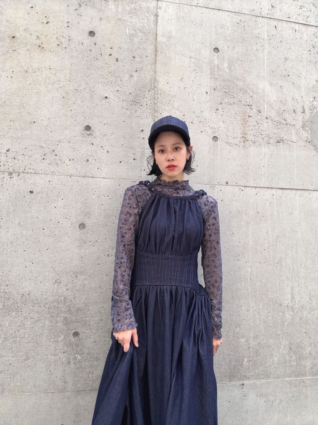 Denim flare maxi dress