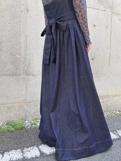 Denim flare maxi dress