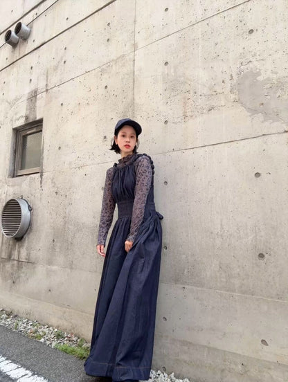 Denim flare maxi dress