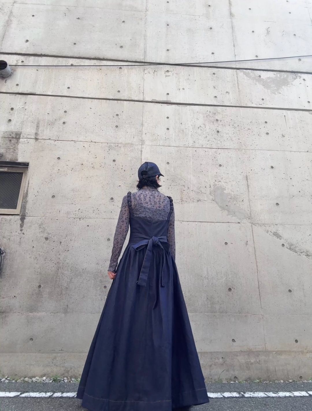 Denim flare maxi dress