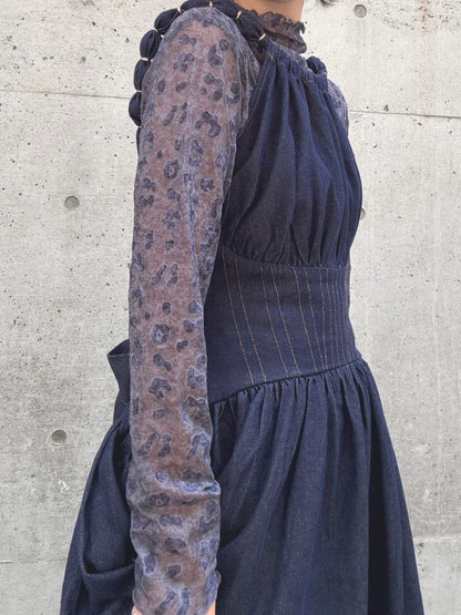 Denim flare maxi dress