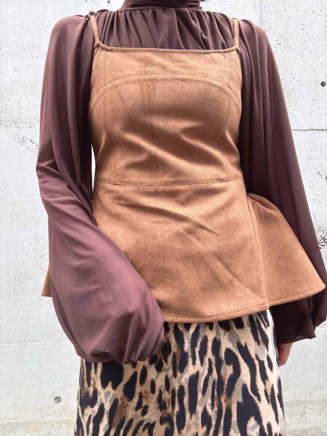 peplum suede cami