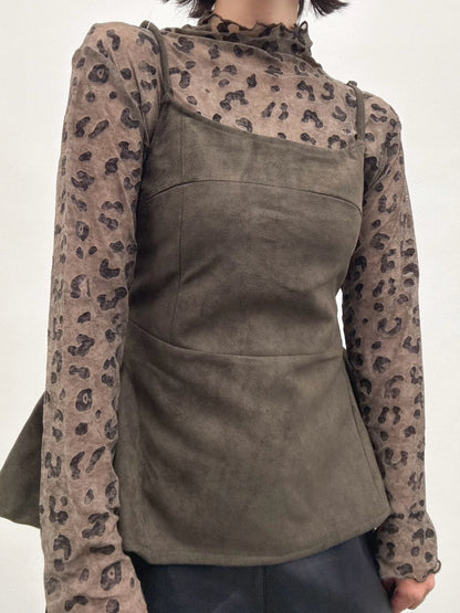 peplum suede cami