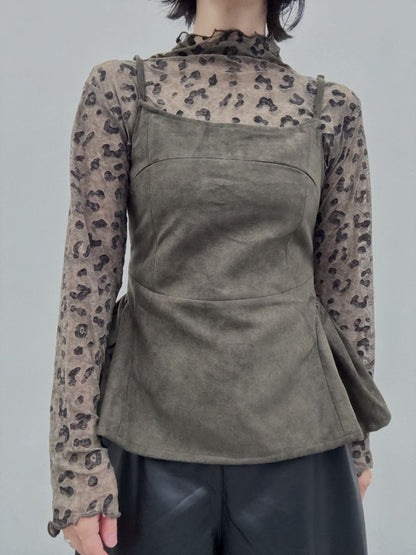 peplum suede cami