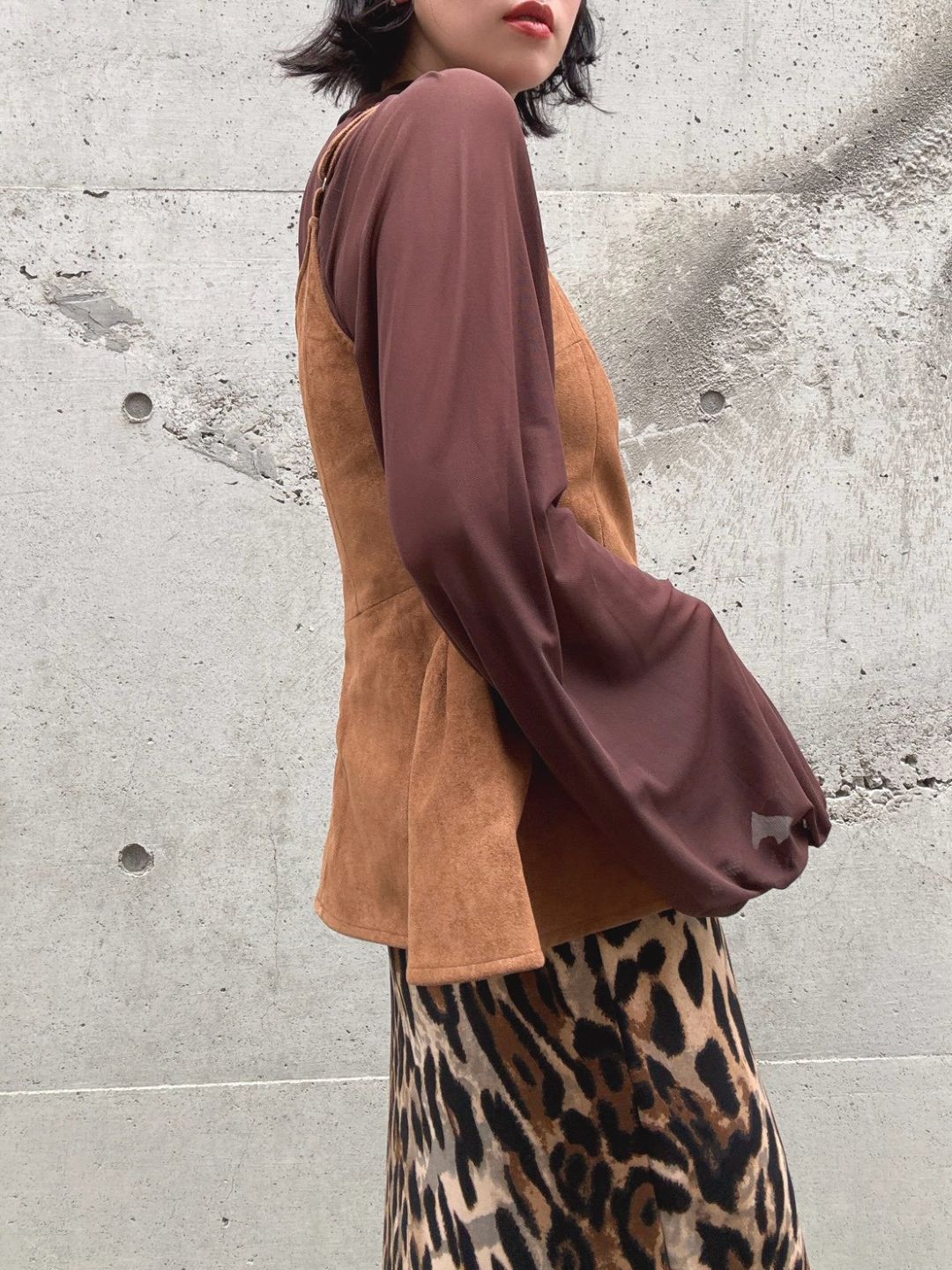peplum suede cami