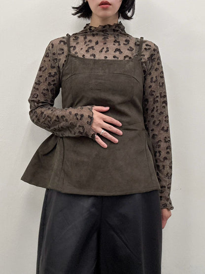 peplum suede cami