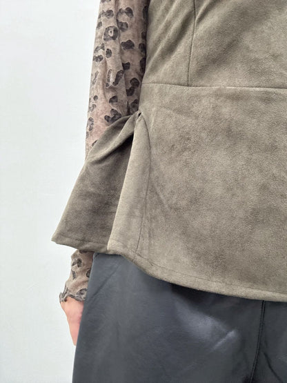 peplum suede cami