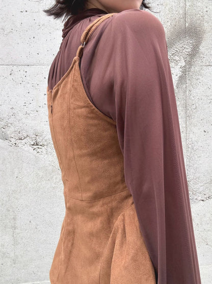 peplum suede cami