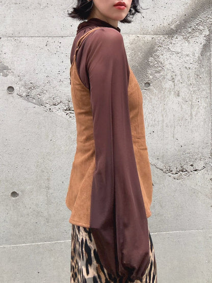 peplum suede cami