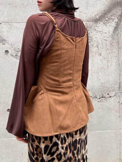 peplum suede cami
