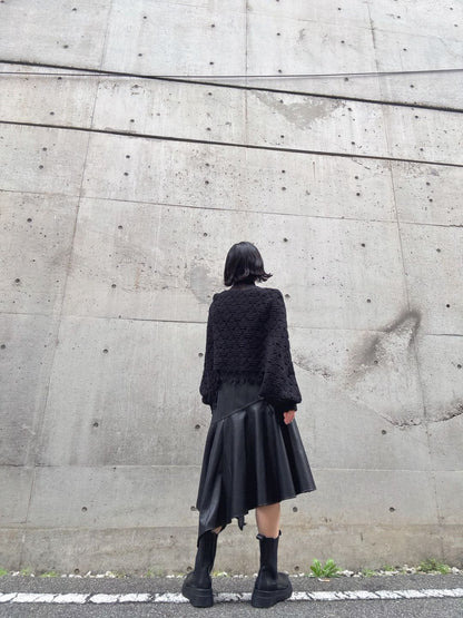 crochet fringe volume sleeve knit