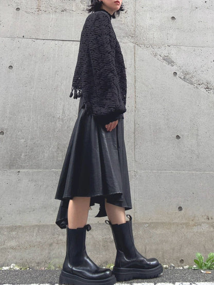 crochet fringe volume sleeve knit
