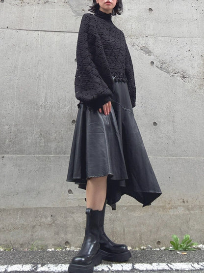 crochet fringe volume sleeve knit