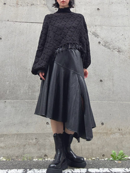 crochet fringe volume sleeve knit