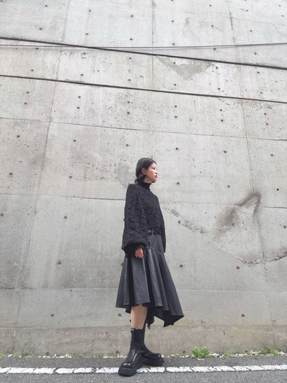 crochet fringe volume sleeve knit