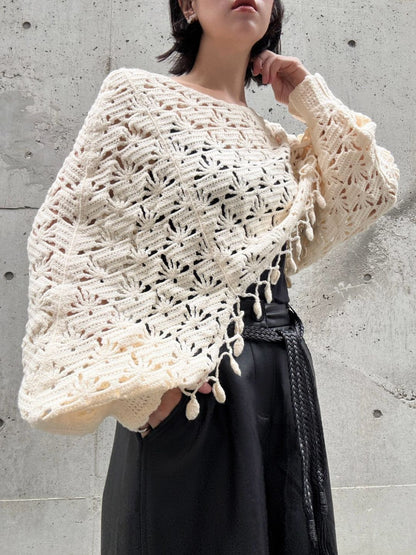 crochet fringe volume sleeve knit