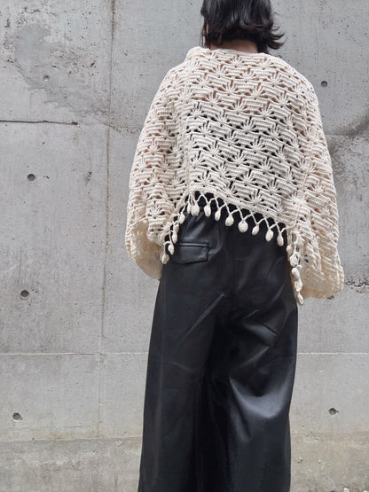 crochet fringe volume sleeve knit