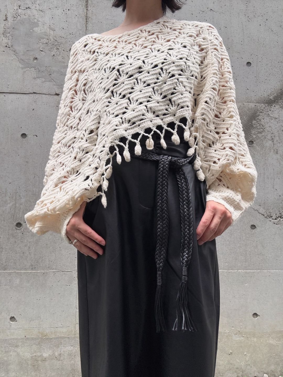 crochet fringe volume sleeve knit