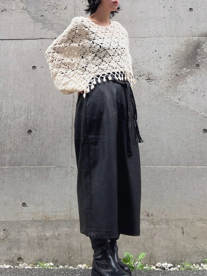 crochet fringe volume sleeve knit