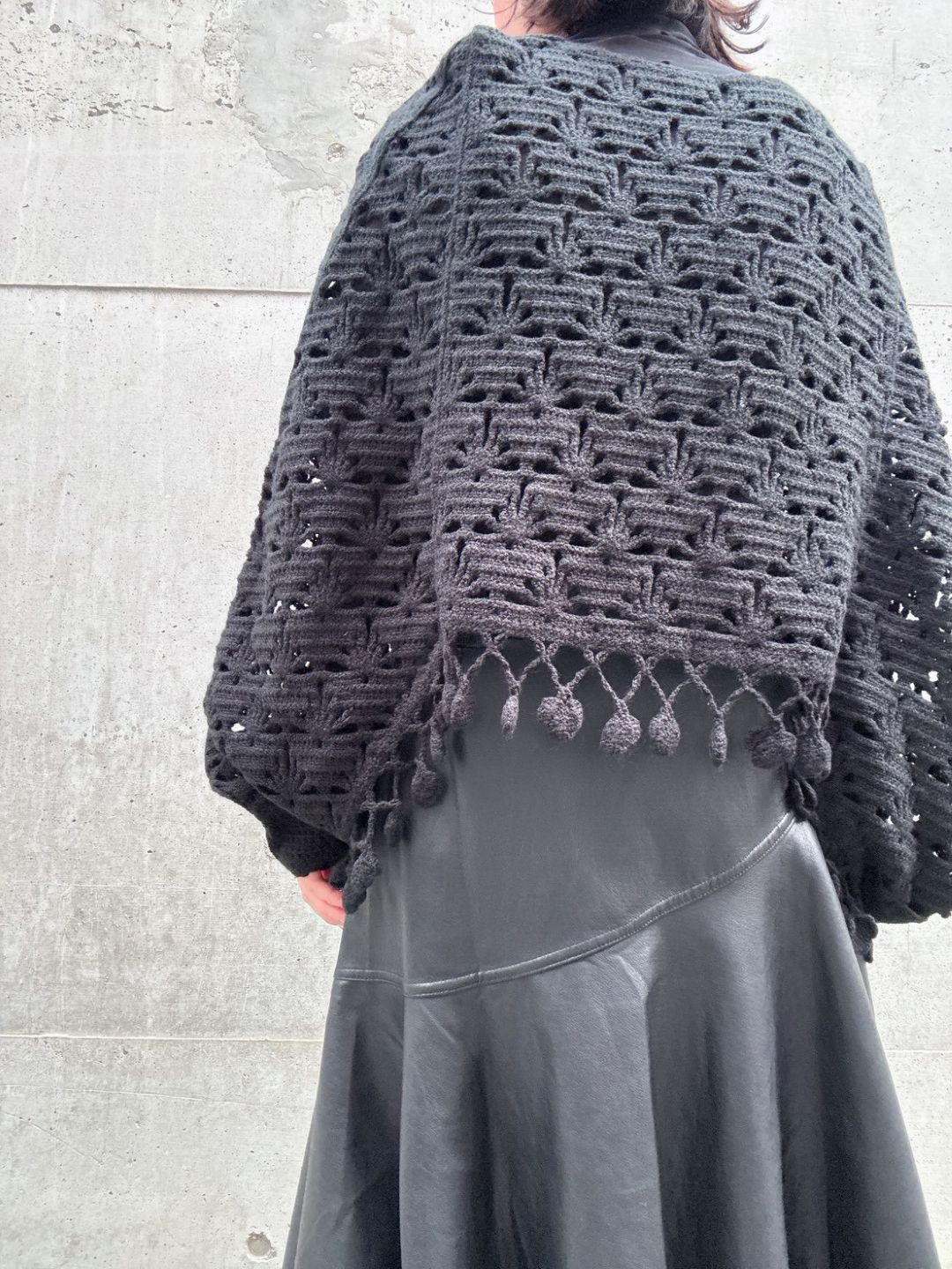 crochet fringe volume sleeve knit