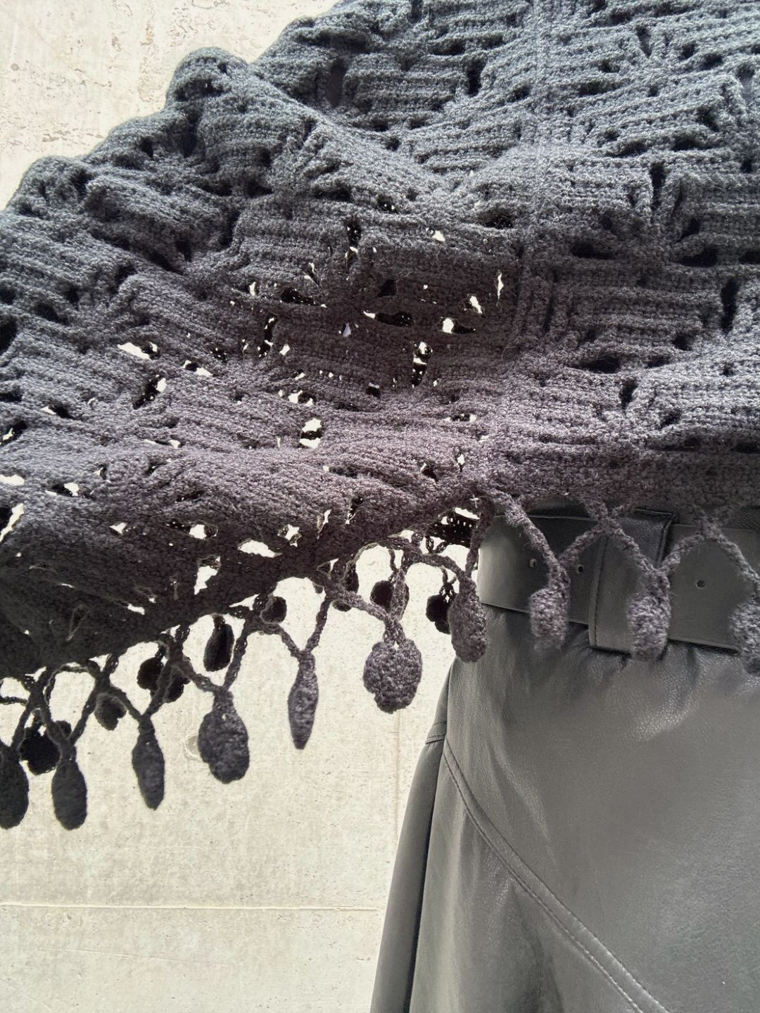 crochet fringe volume sleeve knit