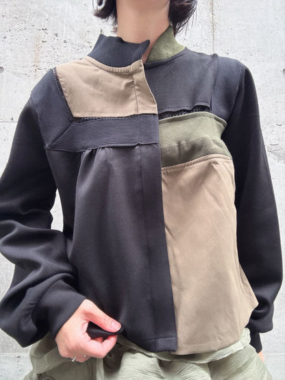 patchwork military zip blouson