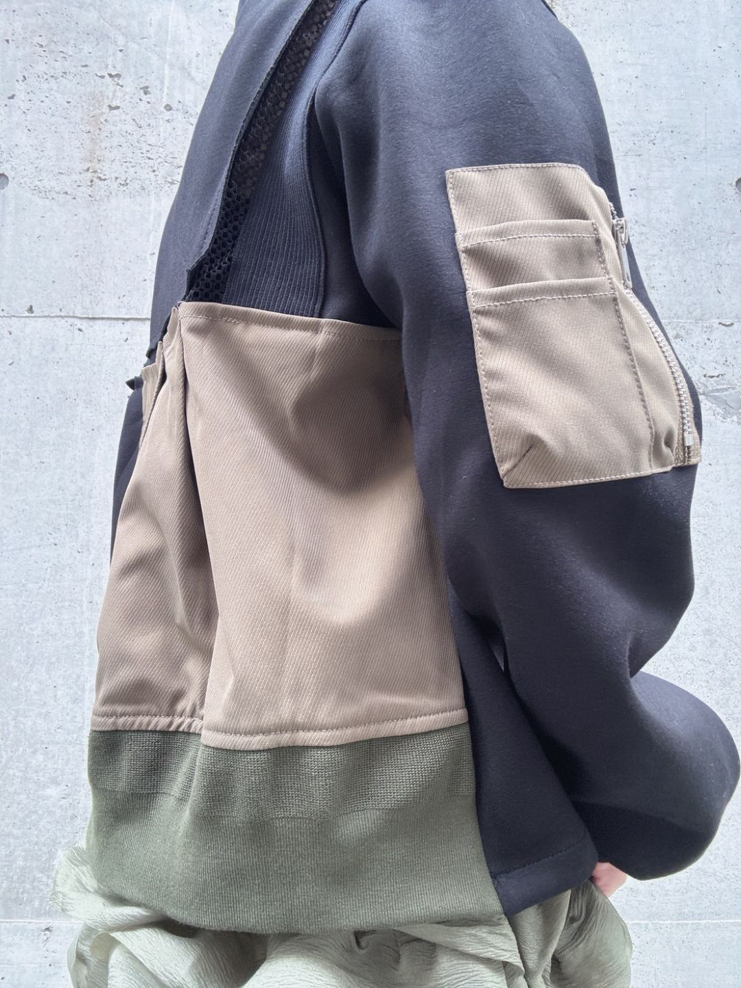 patchwork military zip blouson