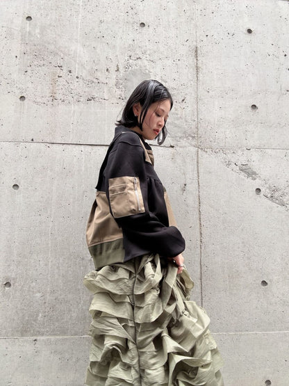 patchwork military zip blouson