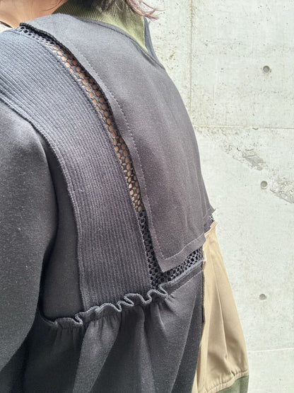 patchwork military zip blouson