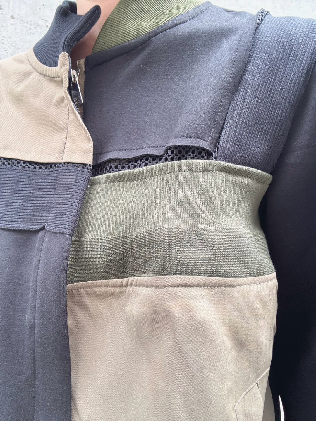 patchwork military zip blouson