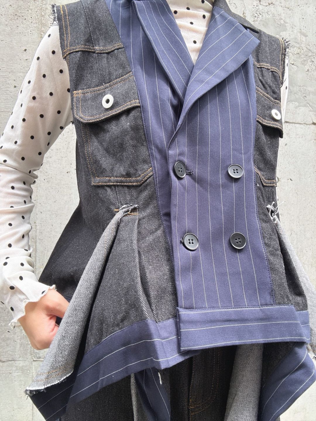 stripe×denim jacket