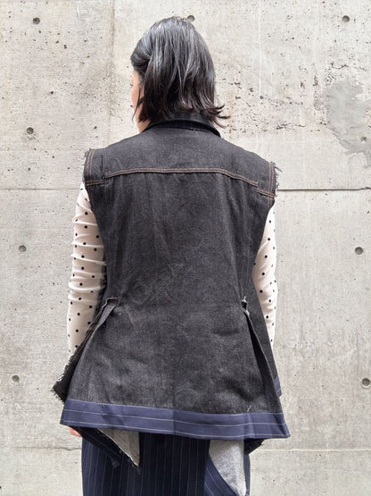 stripe×denim jacket