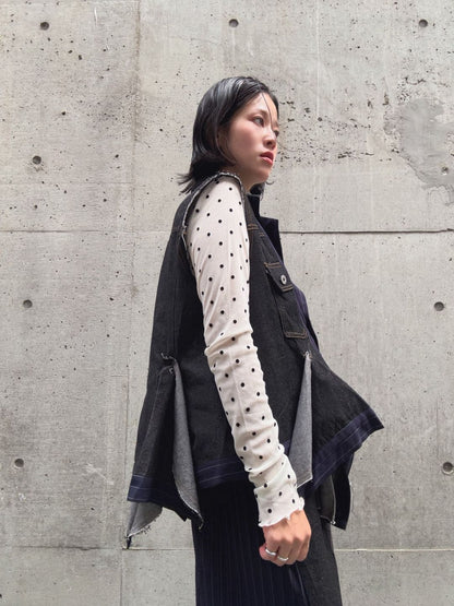 stripe×denim jacket