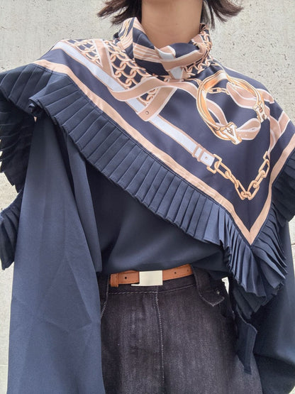 scarf pleats blouse