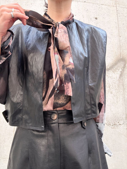 Faux leather short vest