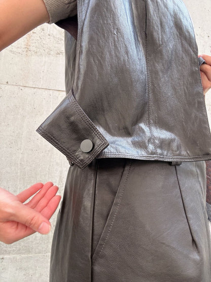 Faux leather short vest