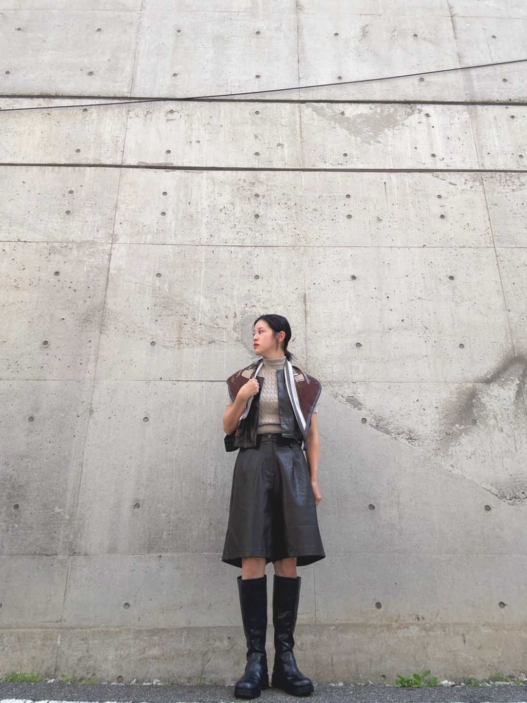 Faux leather short vest