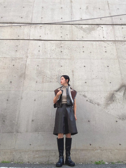 Faux leather short vest