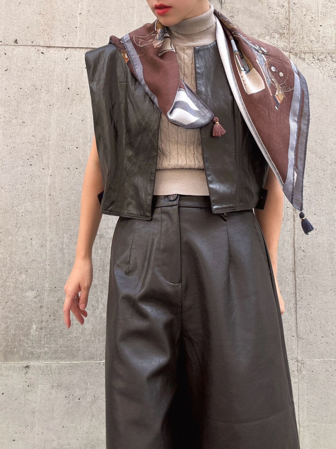 Faux leather short vest