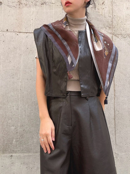 Faux leather short vest