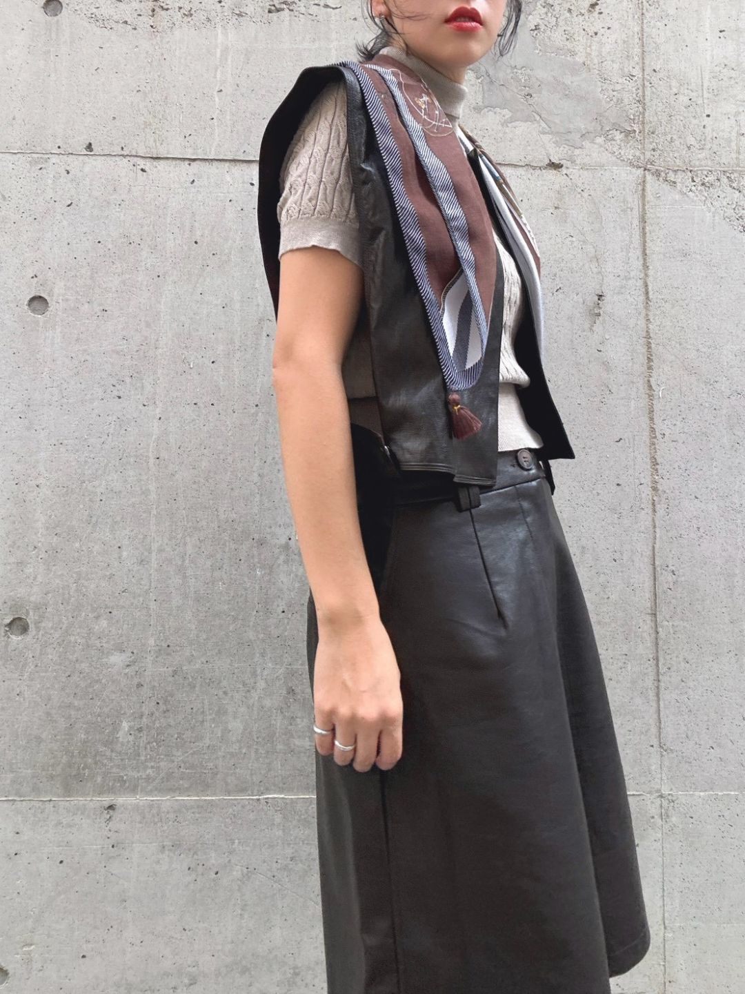 Faux leather short vest